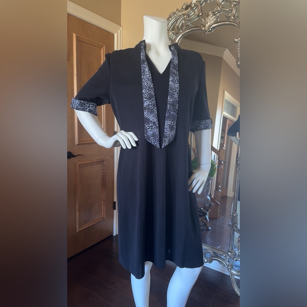 Misook Beautiful Black Dress W/neck detail NWT